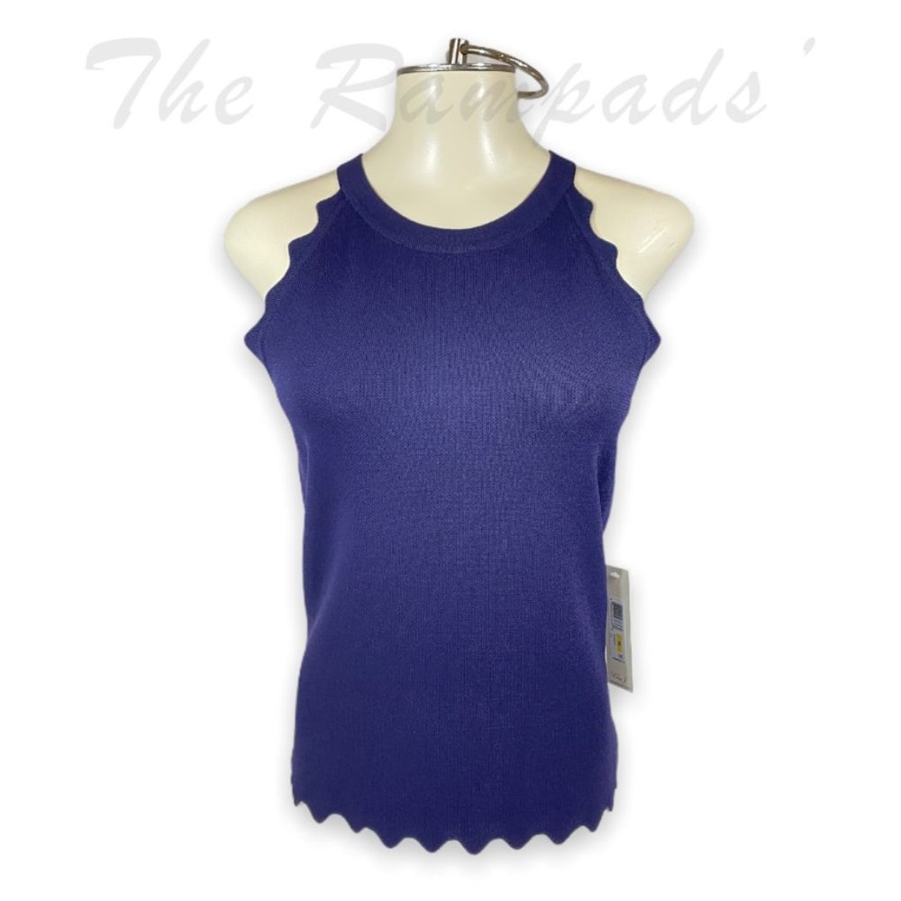 NWT Eliza J Navy Bue Curvy Detail Tank Size Medium